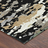 3' X 5' Black And Beige Abstract Washable Indoor Outdoor Area Rug