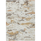 3' X 5' Ivory And Gold Abstract Washable Indoor Outdoor Area Rug