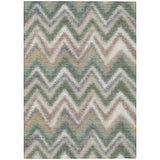 3' X 5' Green And Beige Geometric Washable Indoor Outdoor Area Rug