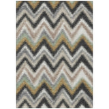 3' X 5' Charcoal And Ivory Geometric Washable Indoor Outdoor Area Rug
