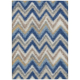 3' X 5' Navy Blue And Ivory Geometric Washable Indoor Outdoor Area Rug