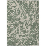 3' X 5' Green And Beige Abstract Washable Indoor Outdoor Area Rug