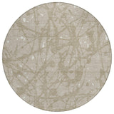 8' Beige And Taupe Round Abstract Washable Indoor Outdoor Area Rug
