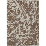 3' X 5' Chocolate And Beige Abstract Washable Indoor Outdoor Area Rug