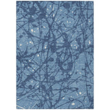 3' X 5' Denim Blue And Navy Blue Abstract Washable Indoor Outdoor Area Rug