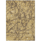 3' X 5' Gold And Brown Abstract Washable Indoor Outdoor Area Rug