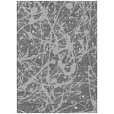 5' X 8' Gray And Silver Abstract Washable Indoor Outdoor Area Rug