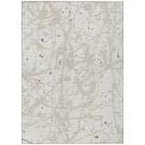 3' X 5' Ivory And Beige Abstract Washable Indoor Outdoor Area Rug