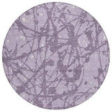 8' Lavender And Purple Round Abstract Washable Indoor Outdoor Area Rug