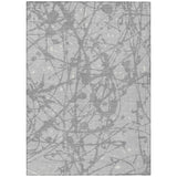 5' X 8' Silver And Gray Abstract Washable Indoor Outdoor Area Rug