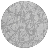 8' Silver And Gray Round Abstract Washable Indoor Outdoor Area Rug