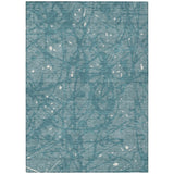3' X 5' Teal Blue And Aqua Abstract Washable Indoor Outdoor Area Rug