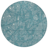 8' Teal Blue And Aqua Round Abstract Washable Indoor Outdoor Area Rug