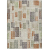 3' X 5' Beige And Charcoal Striped Washable Indoor Outdoor Area Rug