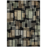3' X 5' Black And Beige Striped Washable Indoor Outdoor Area Rug