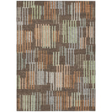 3' X 5' Coffee And Orange Striped Washable Indoor Outdoor Area Rug