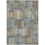 3' X 5' Gray And Fern Green Striped Washable Indoor Outdoor Area Rug