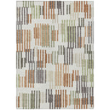 3' X 5' Ivory And Orange Striped Washable Indoor Outdoor Area Rug