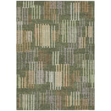 3' X 5' Olive Green And Gray Striped Washable Indoor Outdoor Area Rug