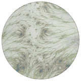 8' Green And Fern Green Round Oriental Washable Indoor Outdoor Area Rug
