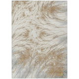 3' X 5' Ivory And Taupe Oriental Washable Indoor Outdoor Area Rug