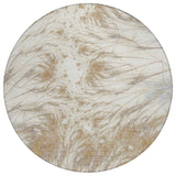 8' Ivory And Taupe Round Oriental Washable Indoor Outdoor Area Rug