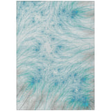 5' X 8' Sky Blue And Teal Blue Oriental Washable Indoor Outdoor Area Rug