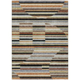 3' X 5' Black And Gold Striped Washable Indoor Outdoor Area Rug