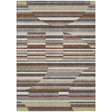 5' X 8' Brown And Gray Striped Washable Indoor Outdoor Area Rug