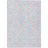 3' X 5' Pink And Ivory Geometric Washable Indoor Outdoor Area Rug