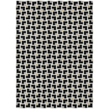 3' X 5' Black And Ivory Geometric Washable Indoor Outdoor Area Rug