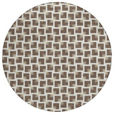 8' Coffee And Ivory Round Geometric Washable Indoor Outdoor Area Rug
