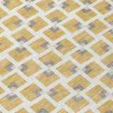 3' X 5' Gold And Ivory Geometric Washable Indoor Outdoor Area Rug