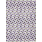 3' X 5' Lavender And Ivory Geometric Washable Indoor Outdoor Area Rug