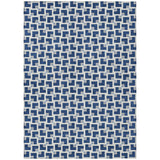 3' X 5' Navy Blue And Ivory Geometric Washable Indoor Outdoor Area Rug