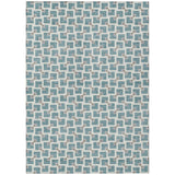 3' X 5' Teal Blue And Ivory Geometric Washable Indoor Outdoor Area Rug