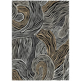 3' X 5' Black And Ivory Ikat Washable Indoor Outdoor Area Rug