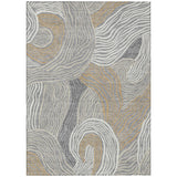 3' X 5' Gray And Silver Ikat Washable Indoor Outdoor Area Rug