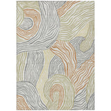 3' X 5' Linen And Green Ikat Washable Indoor Outdoor Area Rug