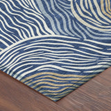 5' X 8' Navy Blue And Beige Ikat Washable Indoor Outdoor Area Rug