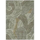 3' X 5' Olive Green And Gray Ikat Washable Indoor Outdoor Area Rug