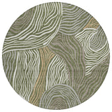 8' Olive Green And Gray Round Ikat Washable Indoor Outdoor Area Rug