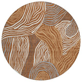8' Orange And Copper Round Ikat Washable Indoor Outdoor Area Rug