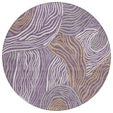 8' Purple And Ivory Round Ikat Washable Indoor Outdoor Area Rug