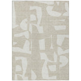 5' X 8' Beige And Ivory Geometric Washable Indoor Outdoor Area Rug