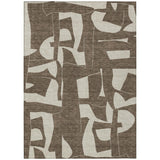 3' X 5' Brown And Beige Geometric Washable Indoor Outdoor Area Rug
