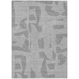5' X 8' Gray And Silver Geometric Washable Indoor Outdoor Area Rug