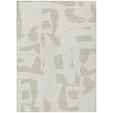 3' X 5' Ivory And Beige Geometric Washable Indoor Outdoor Area Rug