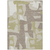 3' X 5' Beige And Fern Green Geometric Washable Indoor Outdoor Area Rug