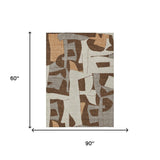 5' X 8' Brown And Beige Geometric Washable Indoor Outdoor Area Rug